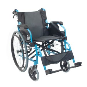 Aluminium opvouwbare rolstoel, model Bologna. Het is comfortabel, licht en garandeert veiligheid en aanpassingsvermogen.